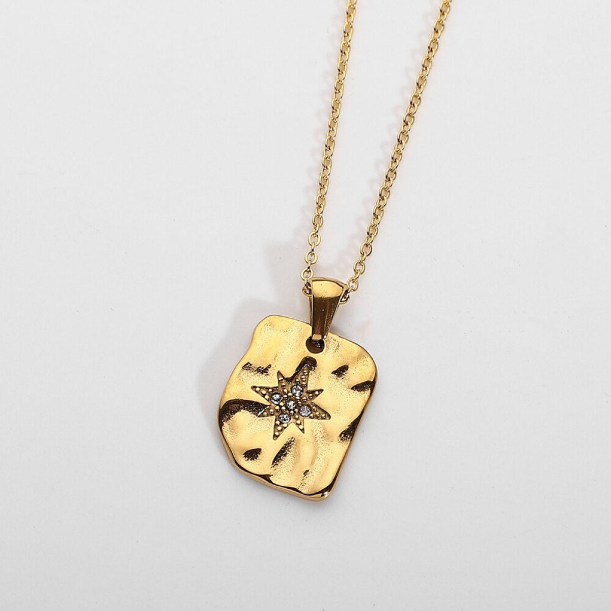 Geometric Zircon Stone Starburst Pendant Necklace