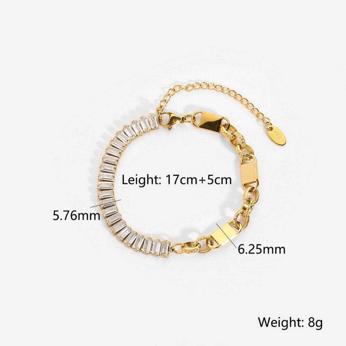 Bling Zircon Chain Splicing Lock Bracelet