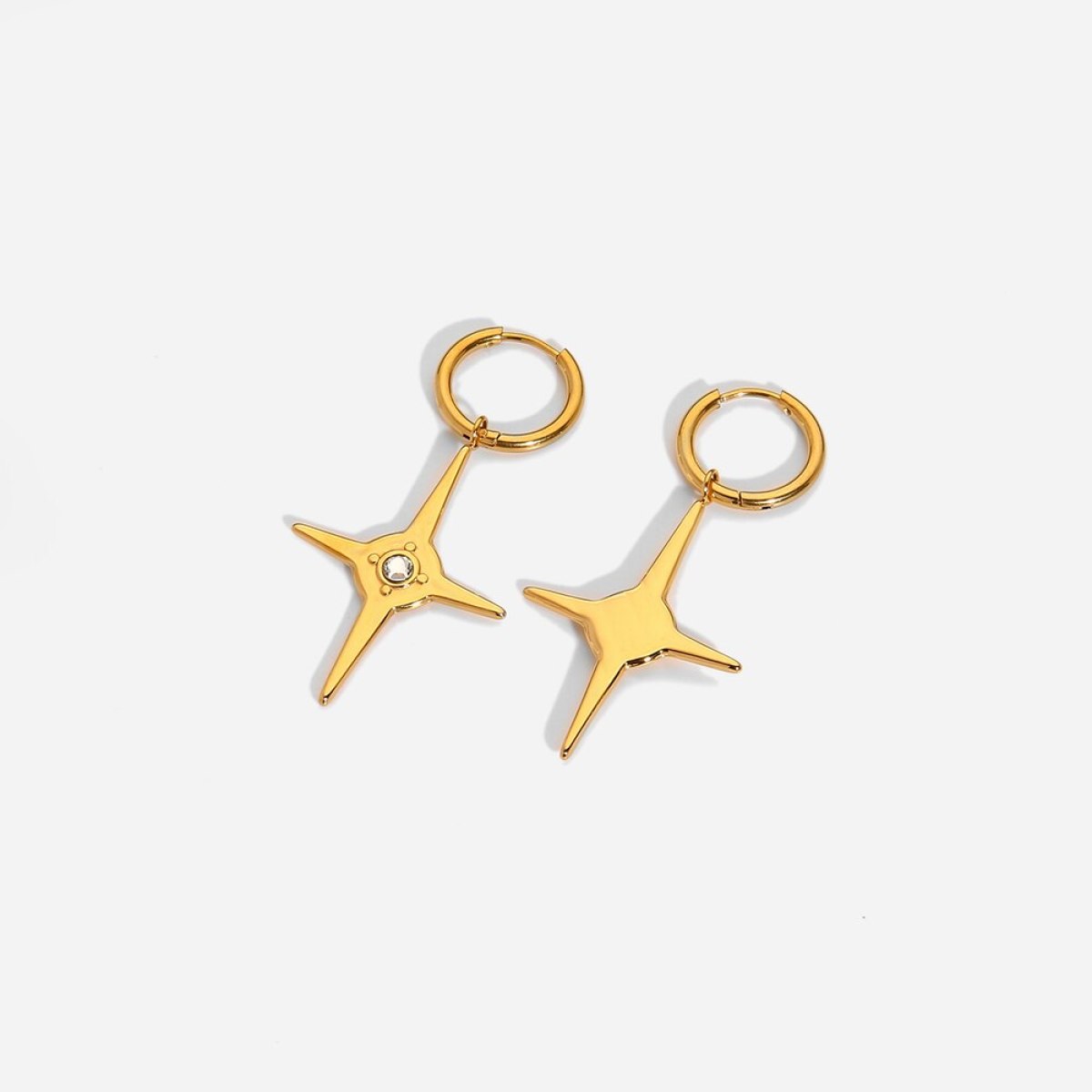 Zirconia Starburst Star Hoop Earring