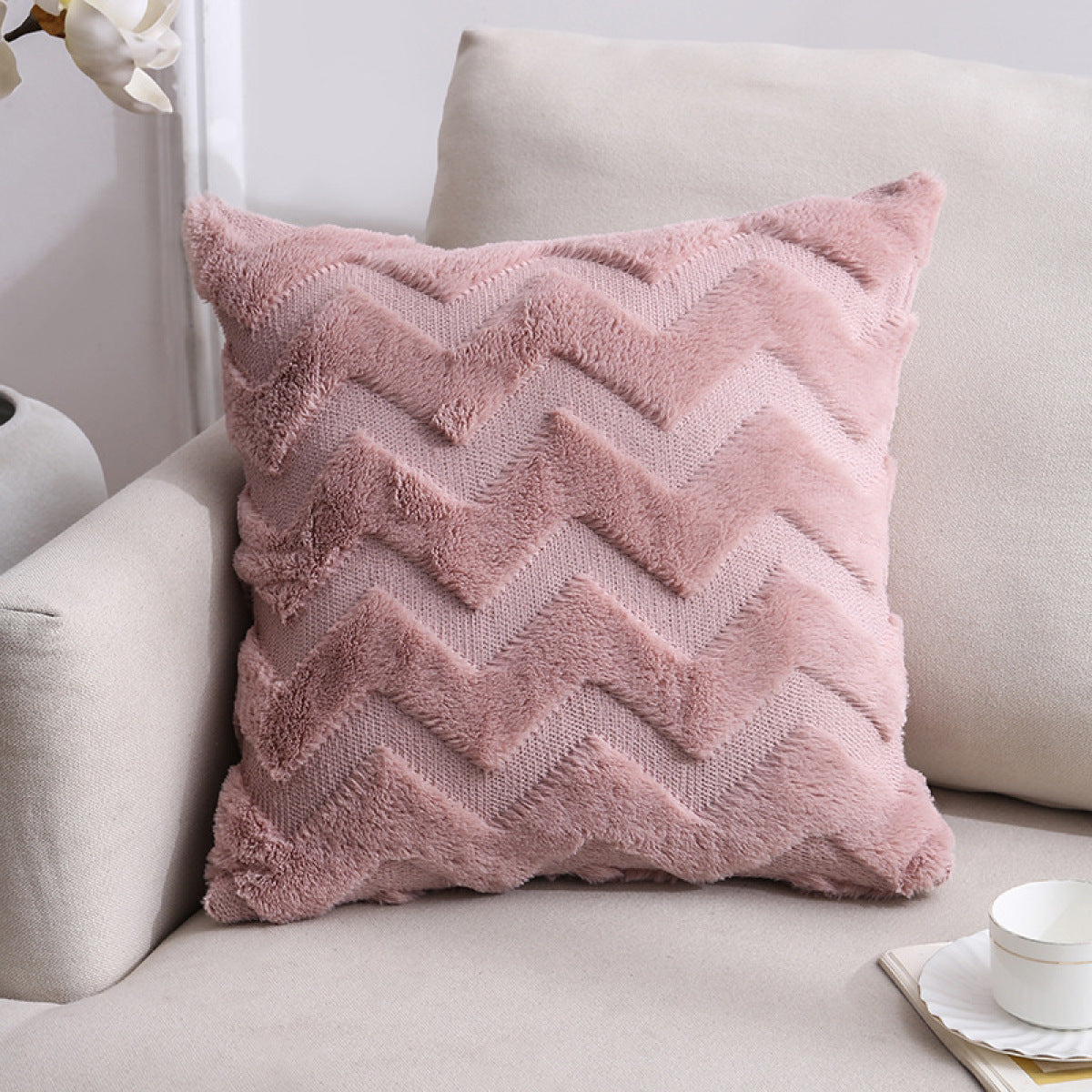 Plush Geometric Pillowcases Without Filler