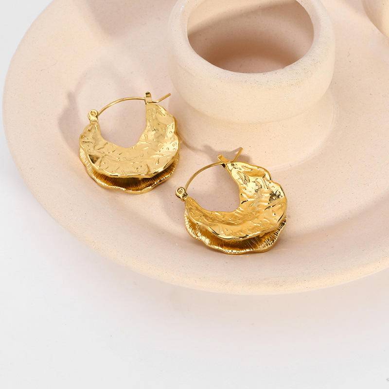 Asymmetric Textured Hoop Earrings (With Box)