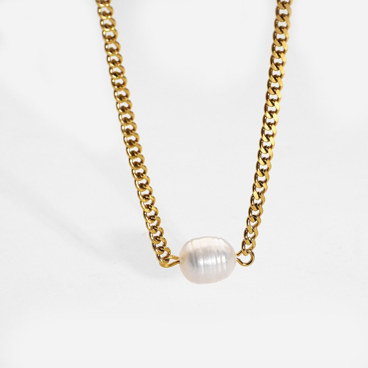 Pearl Pendant Chunky Chain Necklace