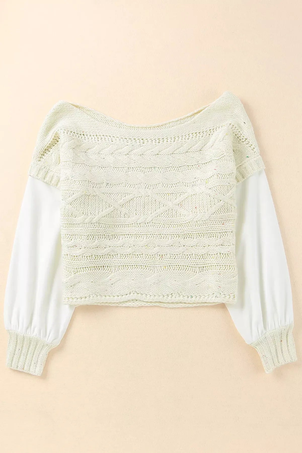 Apricot Faux Two-Piece Textured Knit Sweater