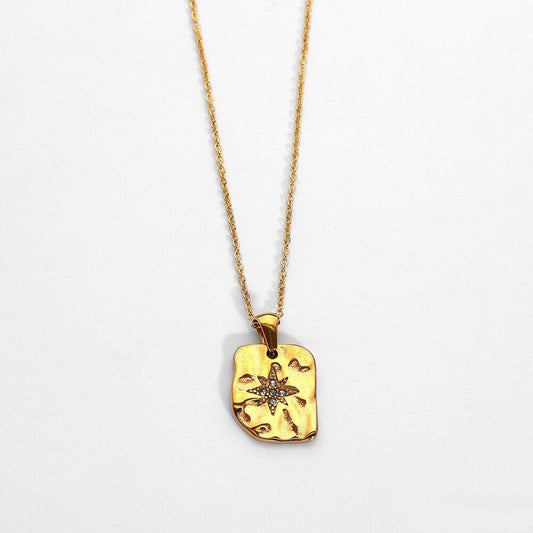 Geometric Zircon Stone Starburst Pendant Necklace