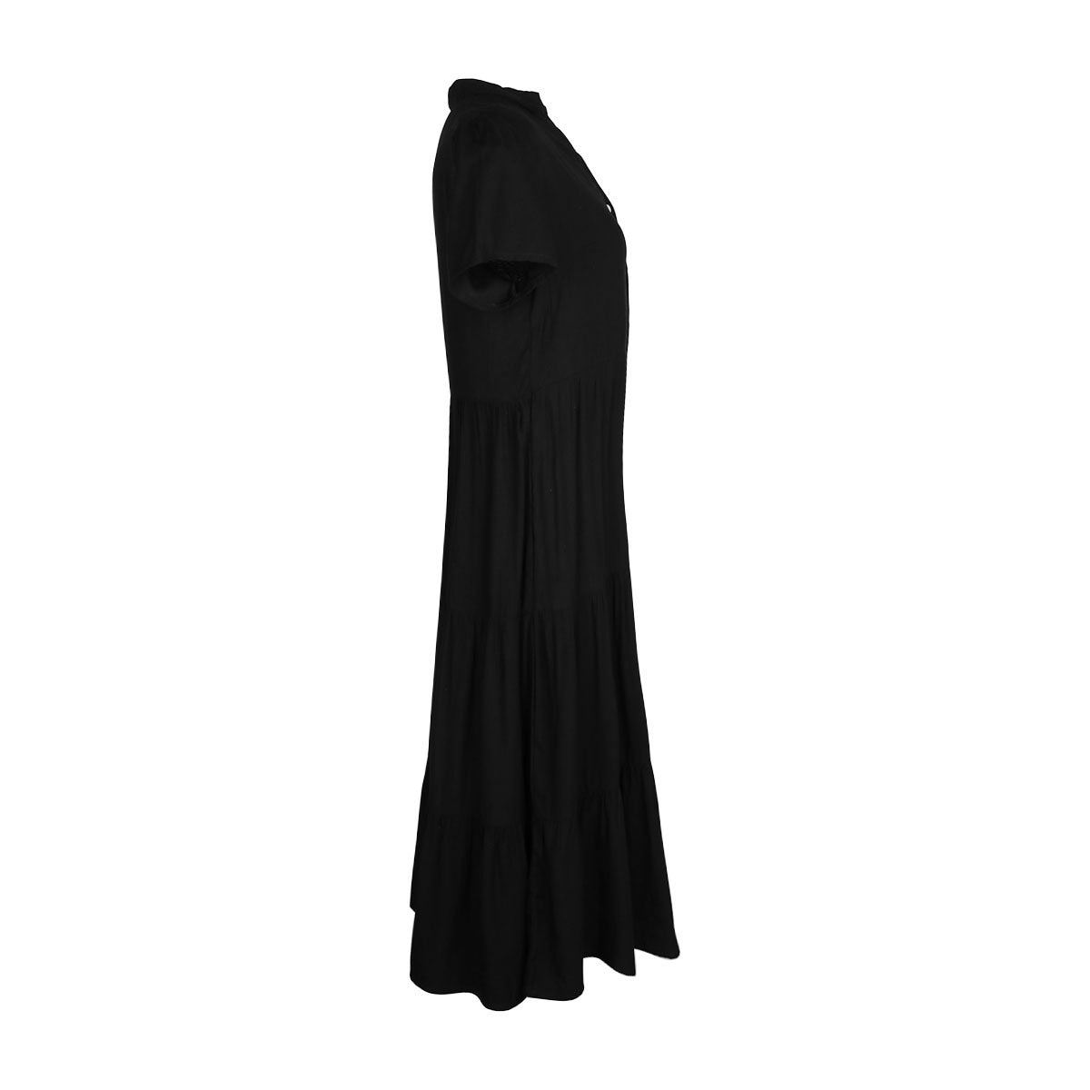 Notched Neck Single-Breasted Dress