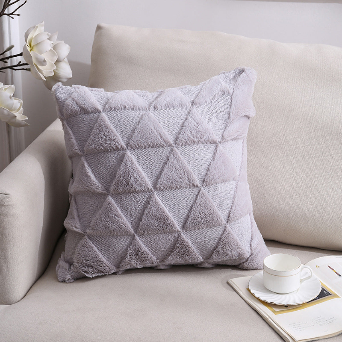 Plush Geometric Pillowcases Without Filler