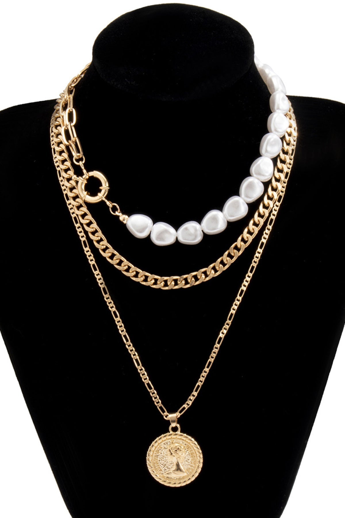 Clavicle Chain Plastic Pearl Multi-Layered Pendant Necklace