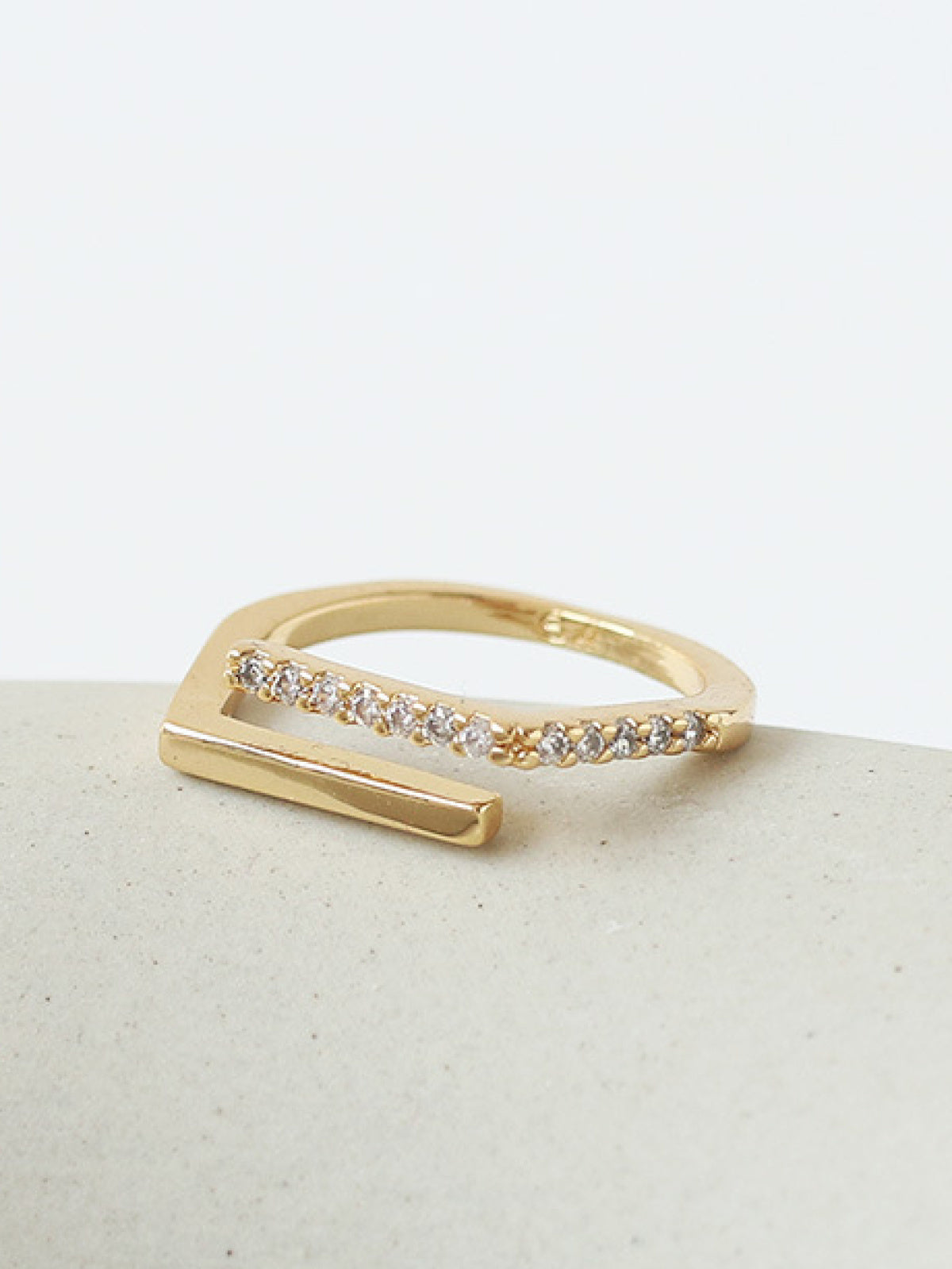 Double-Layer Geometric Line Adjustable Open Ring