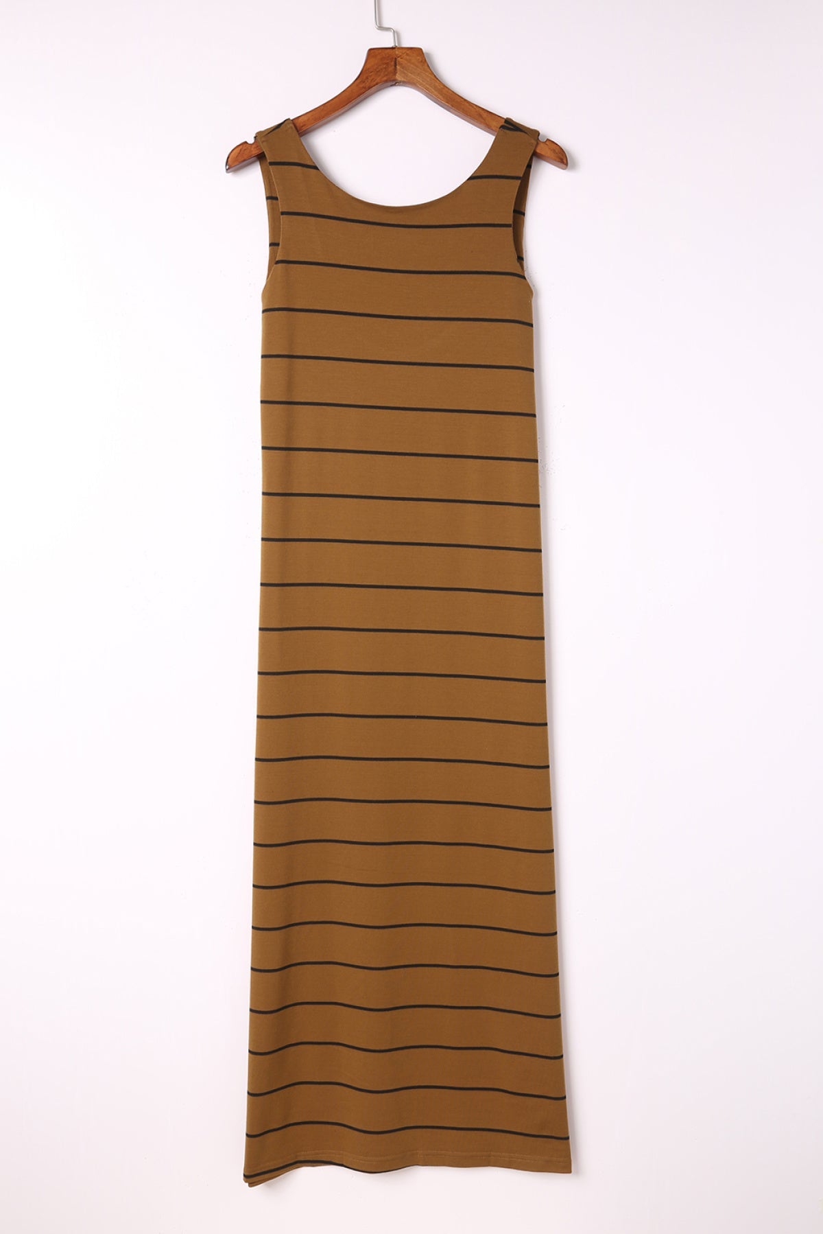 Stripe Print Open Back Sleeveless Maxi Dress With Slits