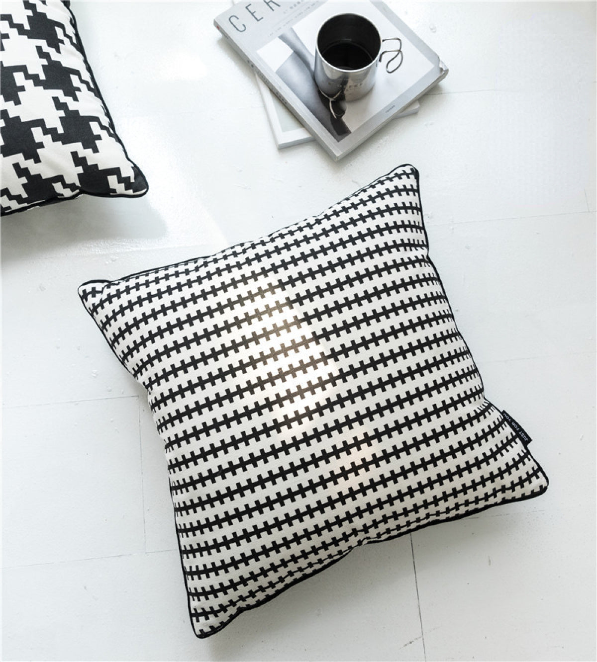 Cotton Houndstooth Cushion Pillowcase without Filler