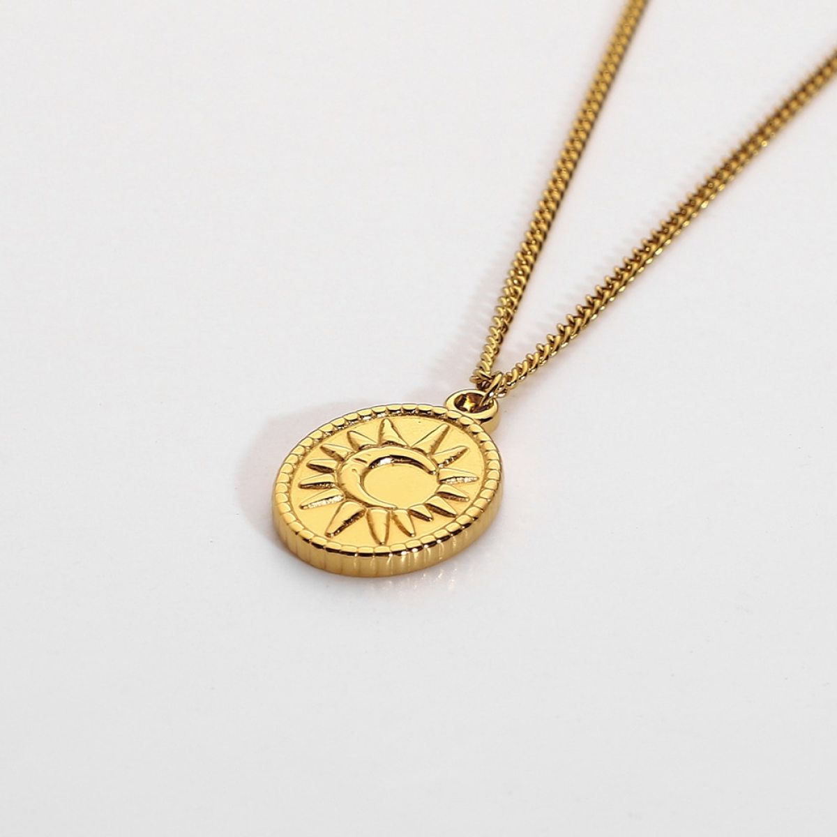 Sunburst Oval Pendant Necklace