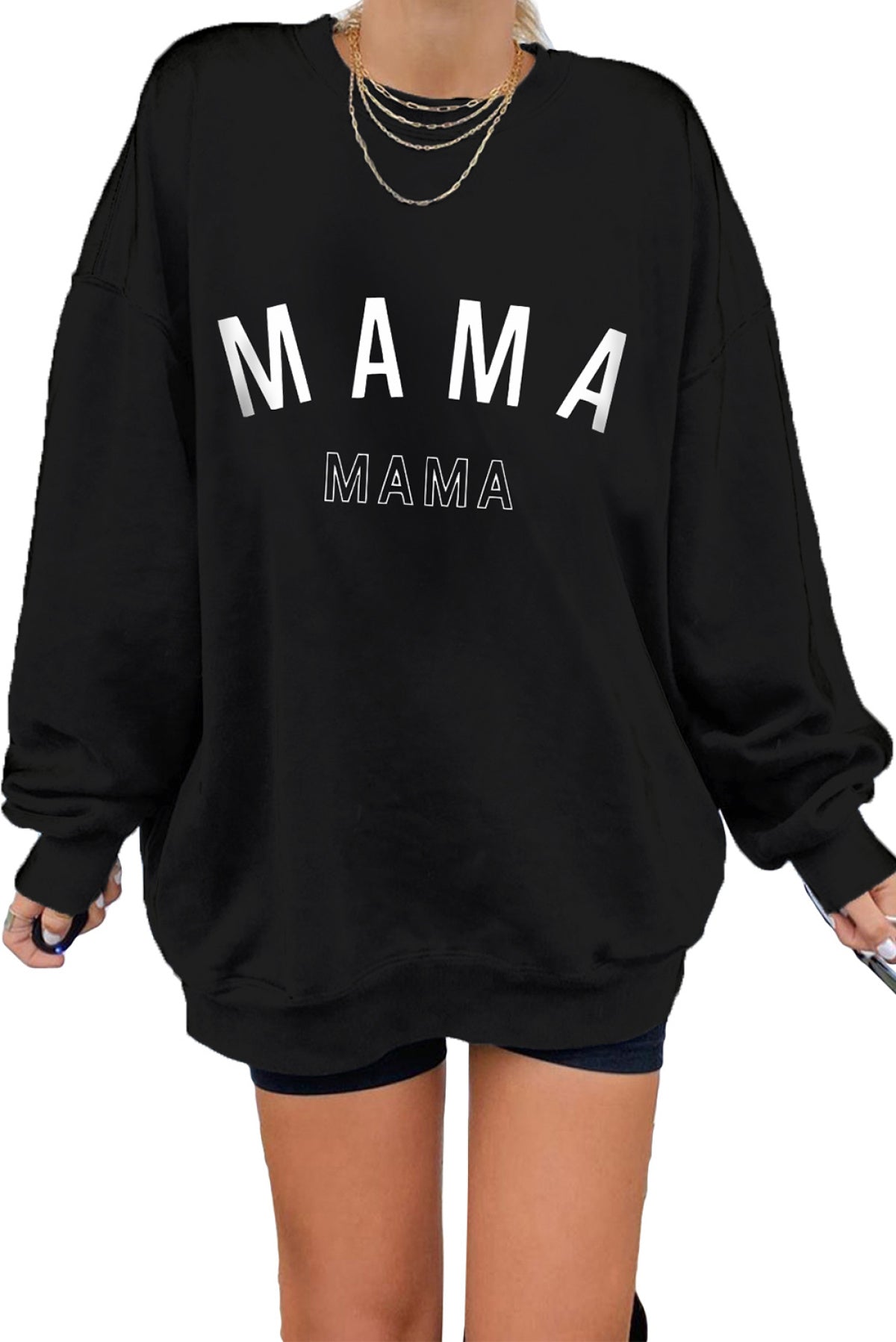 Round Neck Drop Shoulder Oversized Sweatshirt