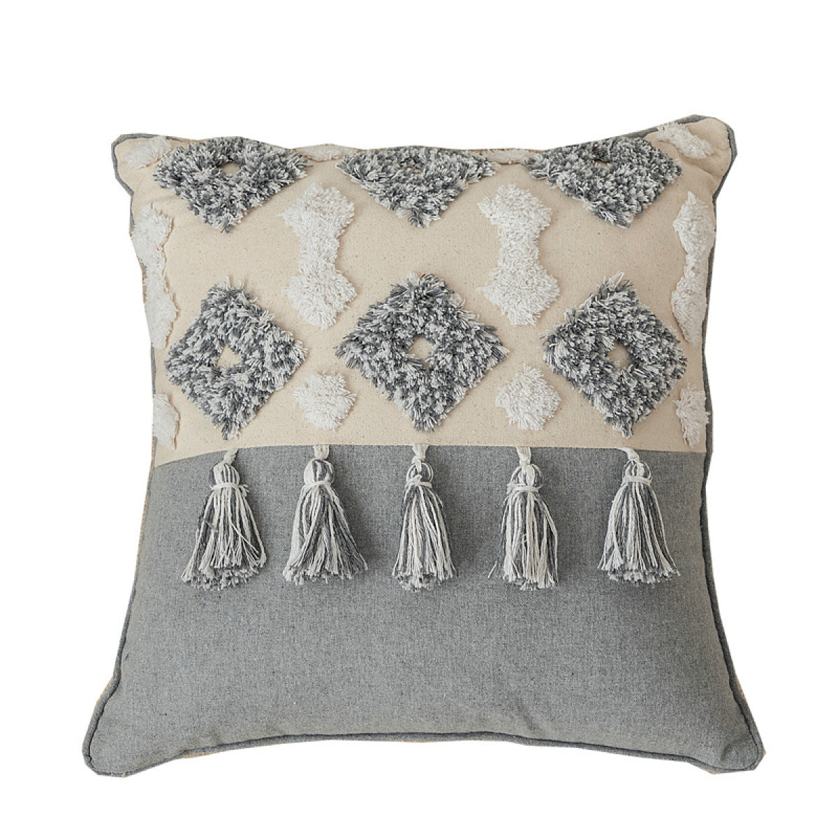 Boho Geometric Tufted Embroidered Cushion Cover Without Filler