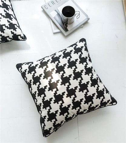 Cotton Houndstooth Cushion Pillowcase without Filler