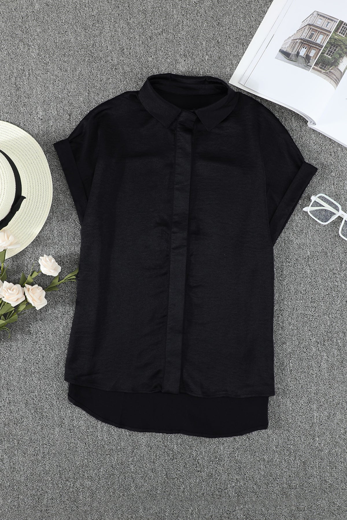 Collared Button Short Sleeves Shirt