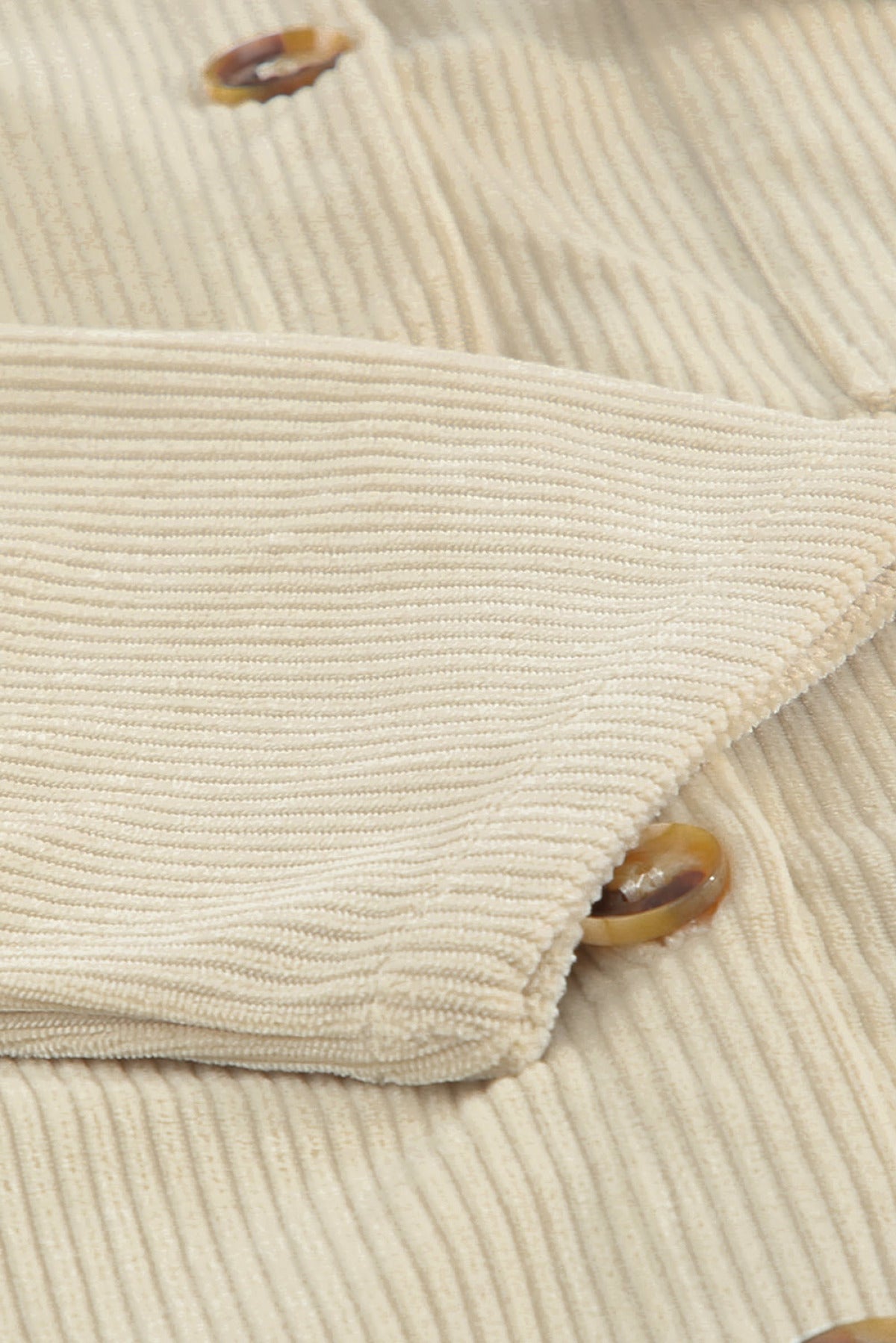 Pocketed Button Ribbed Textured Shacket