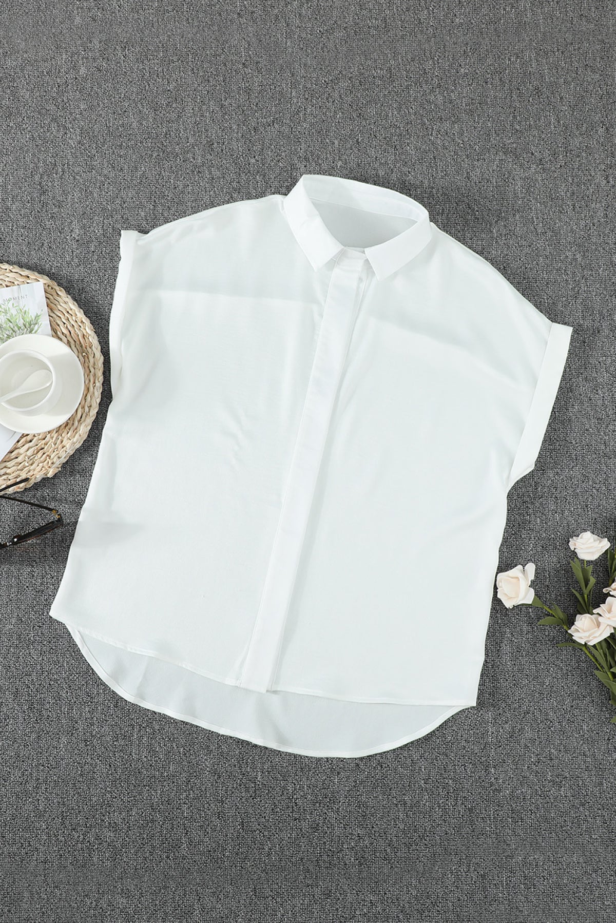 Collared Button Short Sleeves Shirt