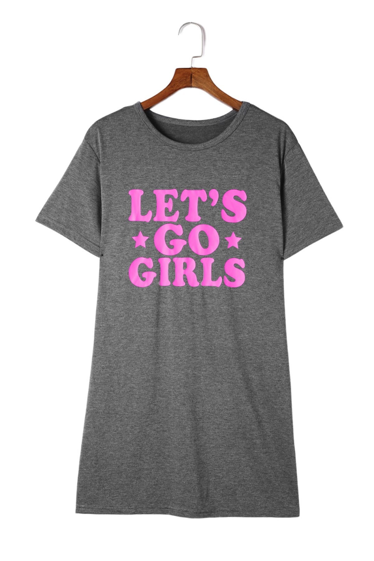 Round Neck LET'S GO GIRLS T Shirt Dress