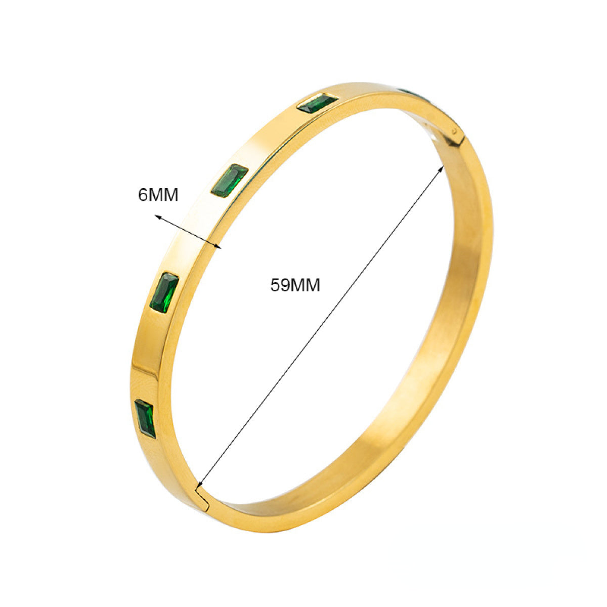 Emerald Zirconia Inlay Bangle Bracelet