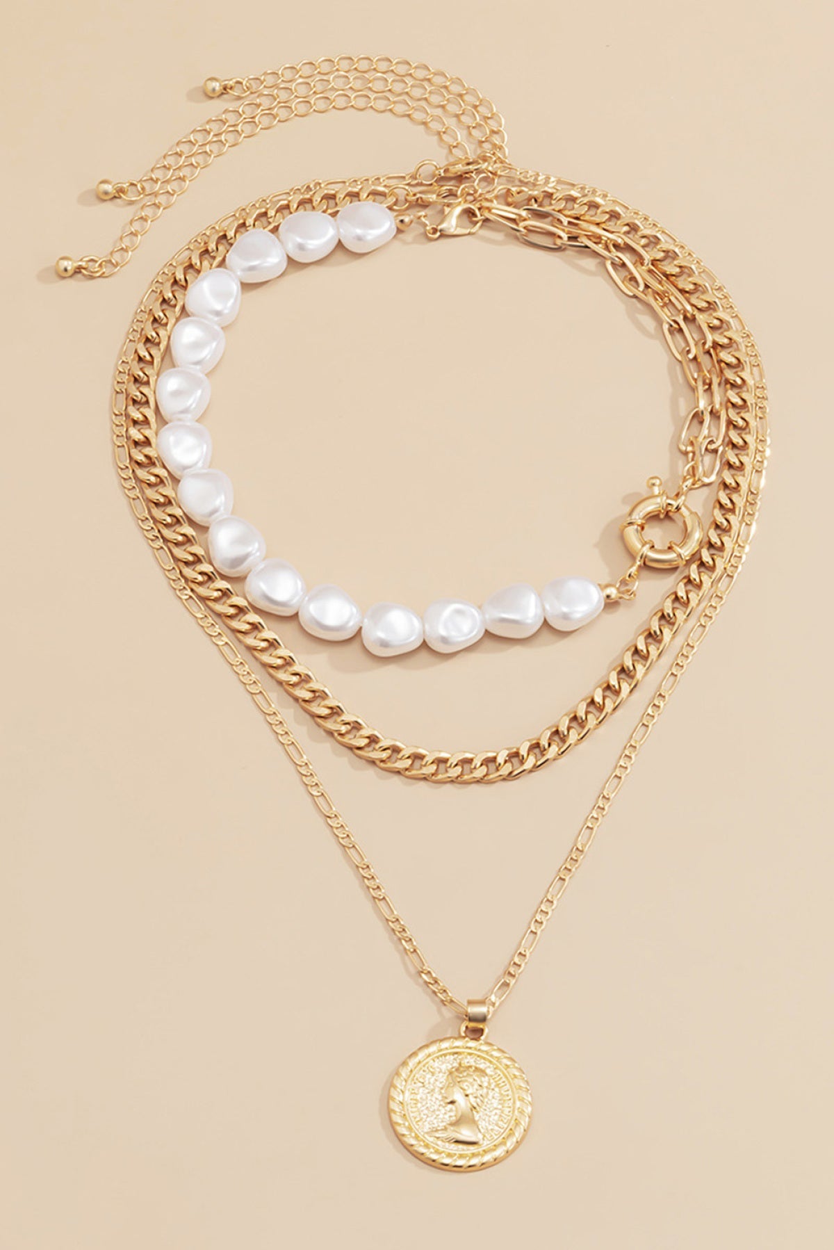 Clavicle Chain Plastic Pearl Multi-Layered Pendant Necklace