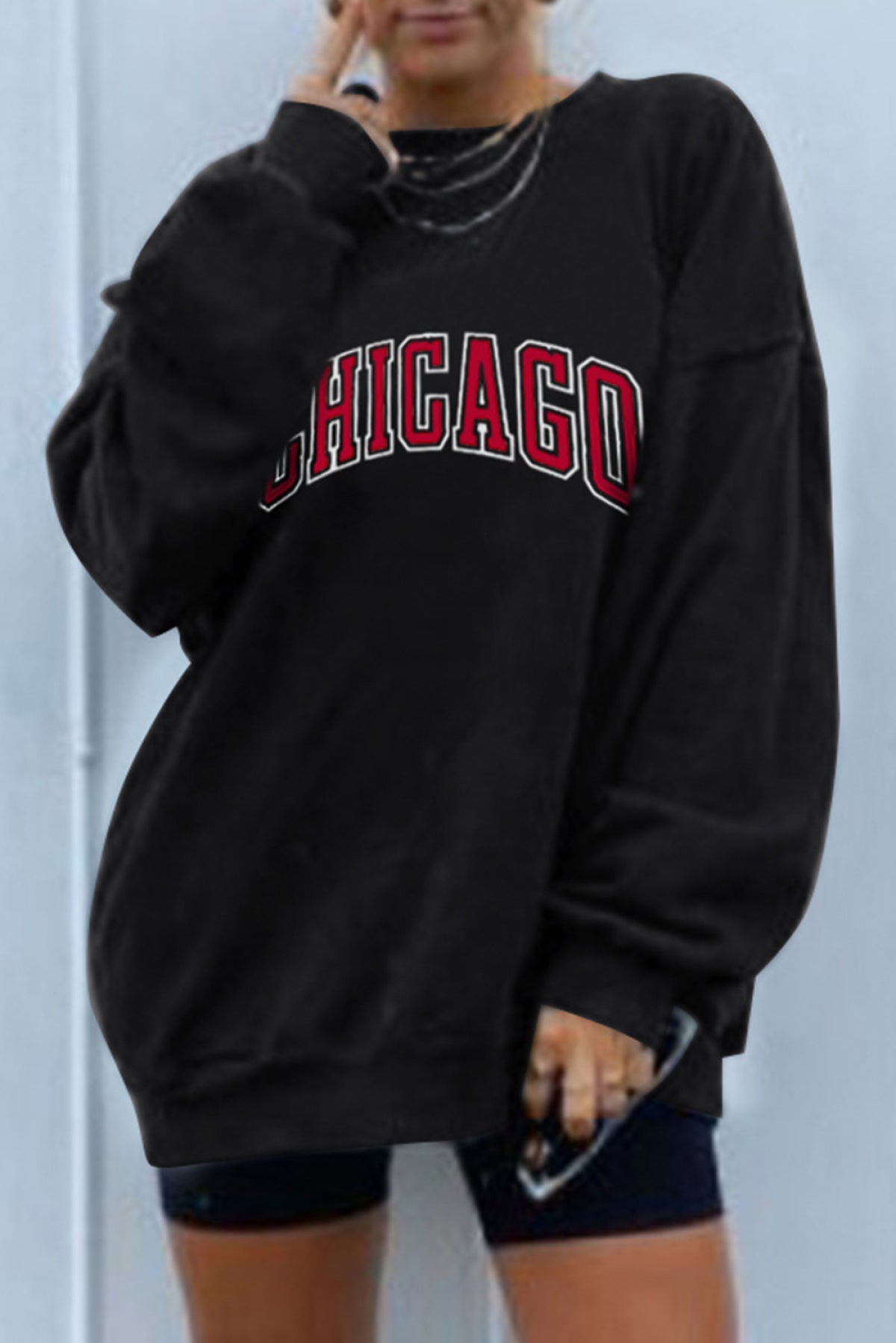 Round Neck Drop Shoulder Oversized Sweatshirt