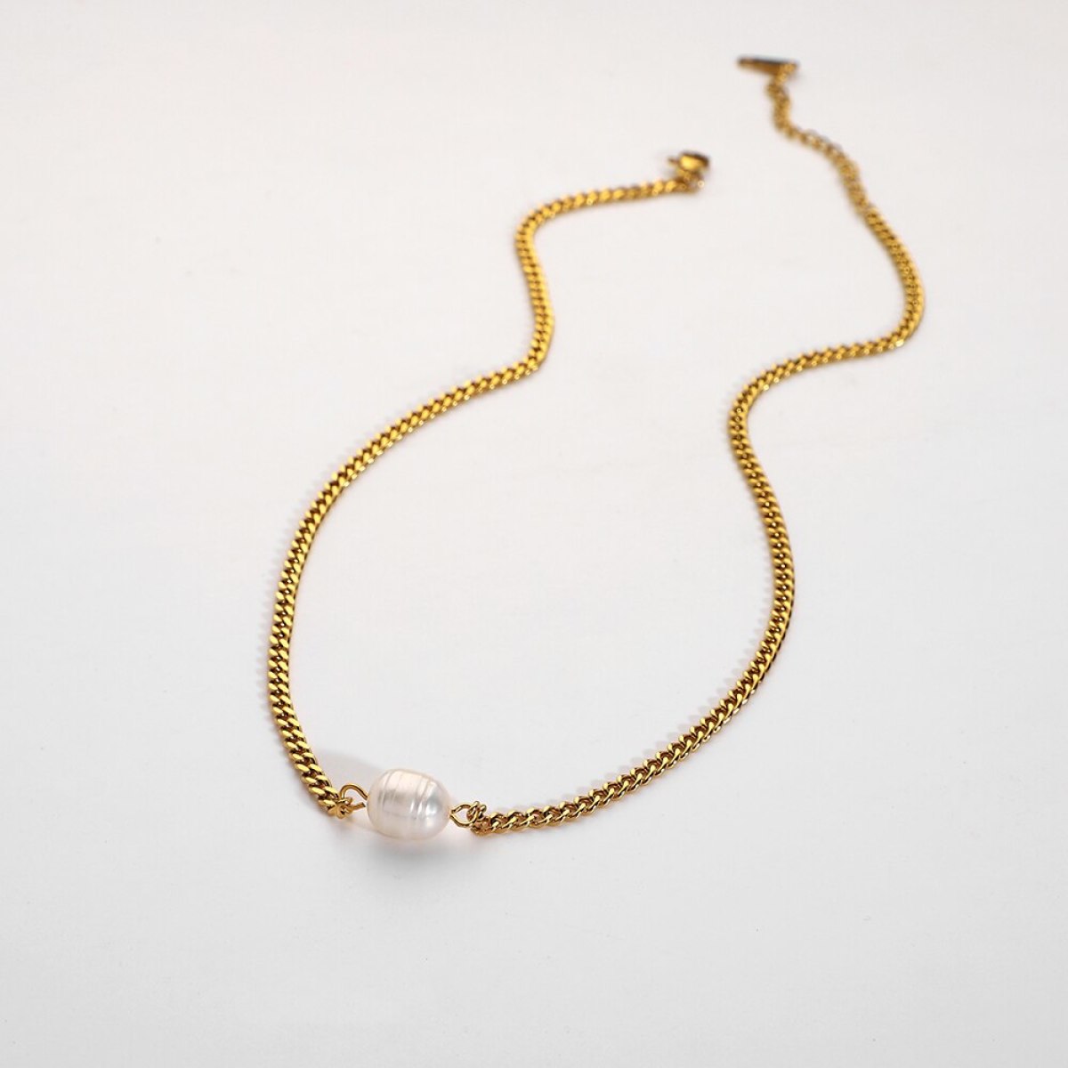 Pearl Pendant Chunky Chain Necklace