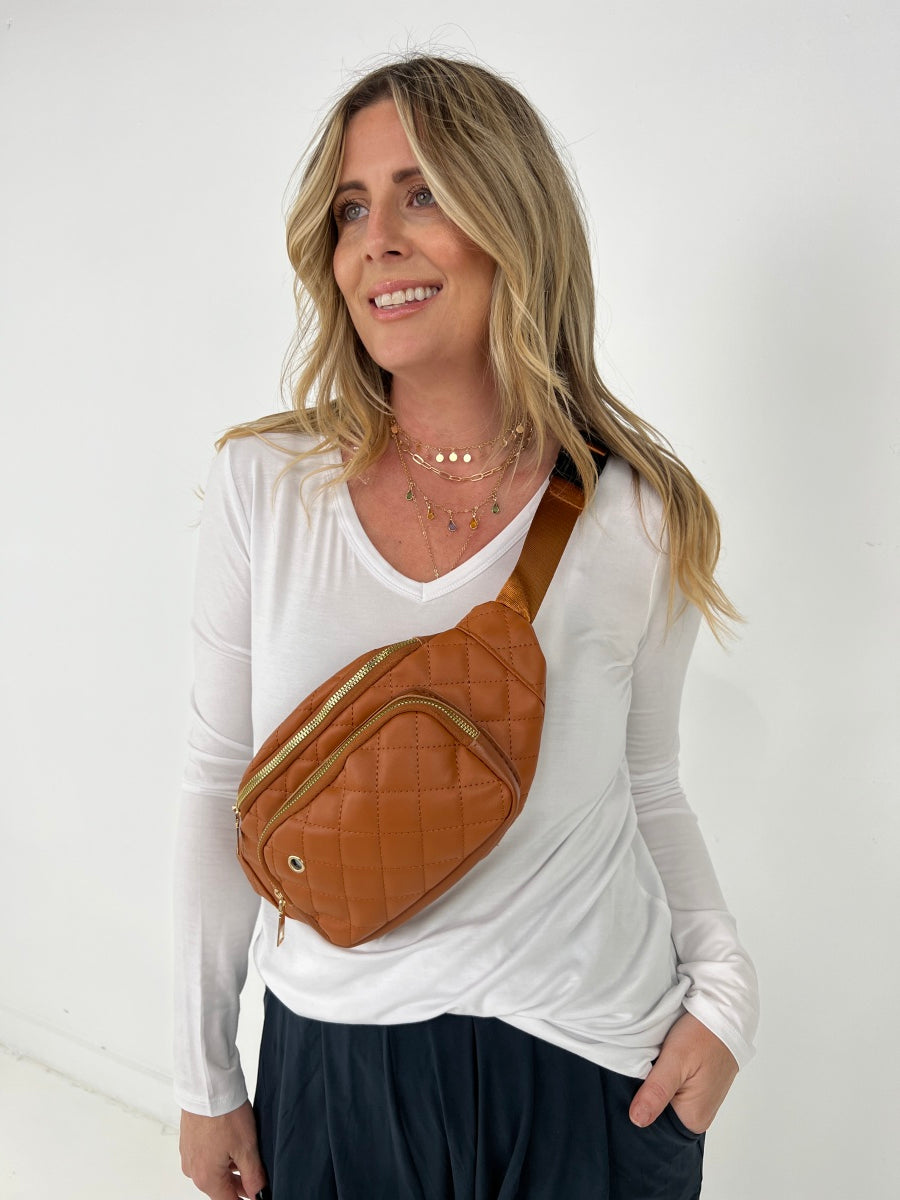 The Amber Bag: Rhombus Pattern Crossbody Waist Bag 3 Colors