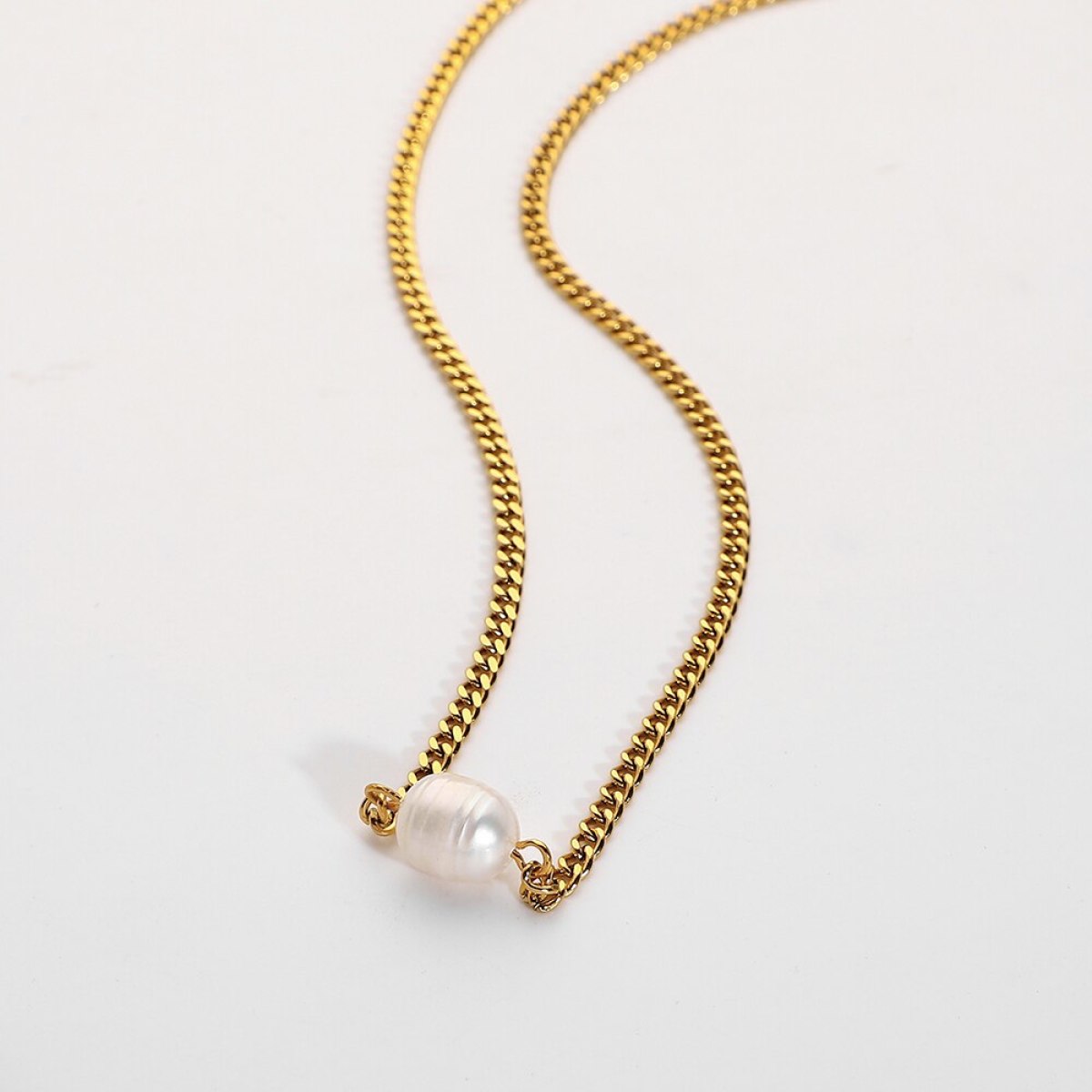 Pearl Pendant Chunky Chain Necklace