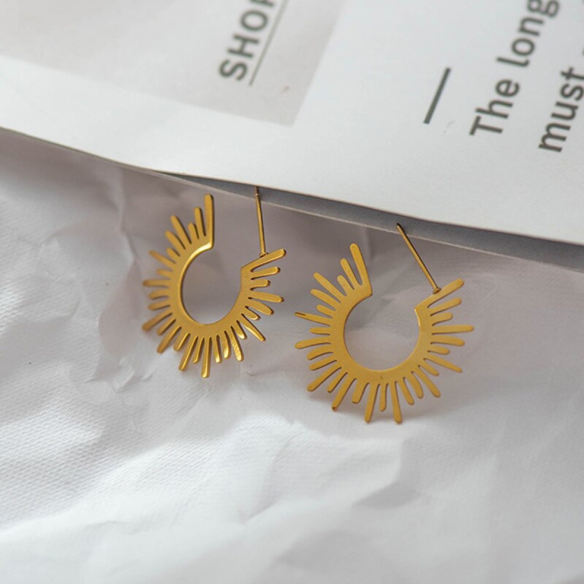 Stainless Steel U Shaped Sun Stud Earrings