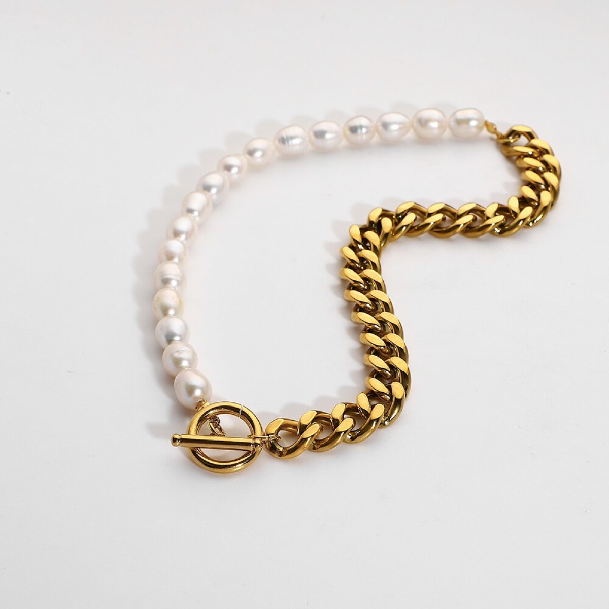 Cuban Chain Freshwater Pearl Necklace