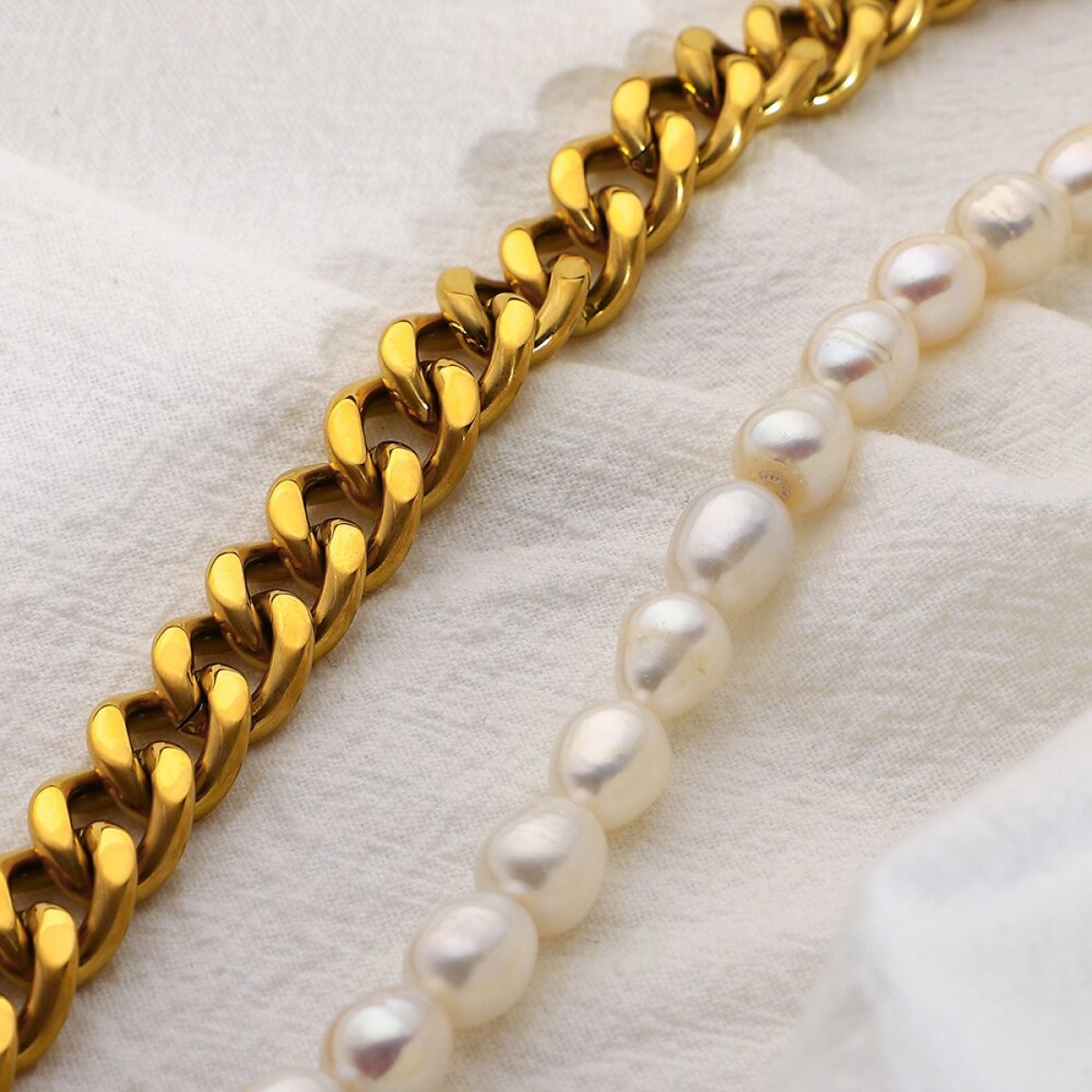 Cuban Chain Freshwater Pearl Necklace