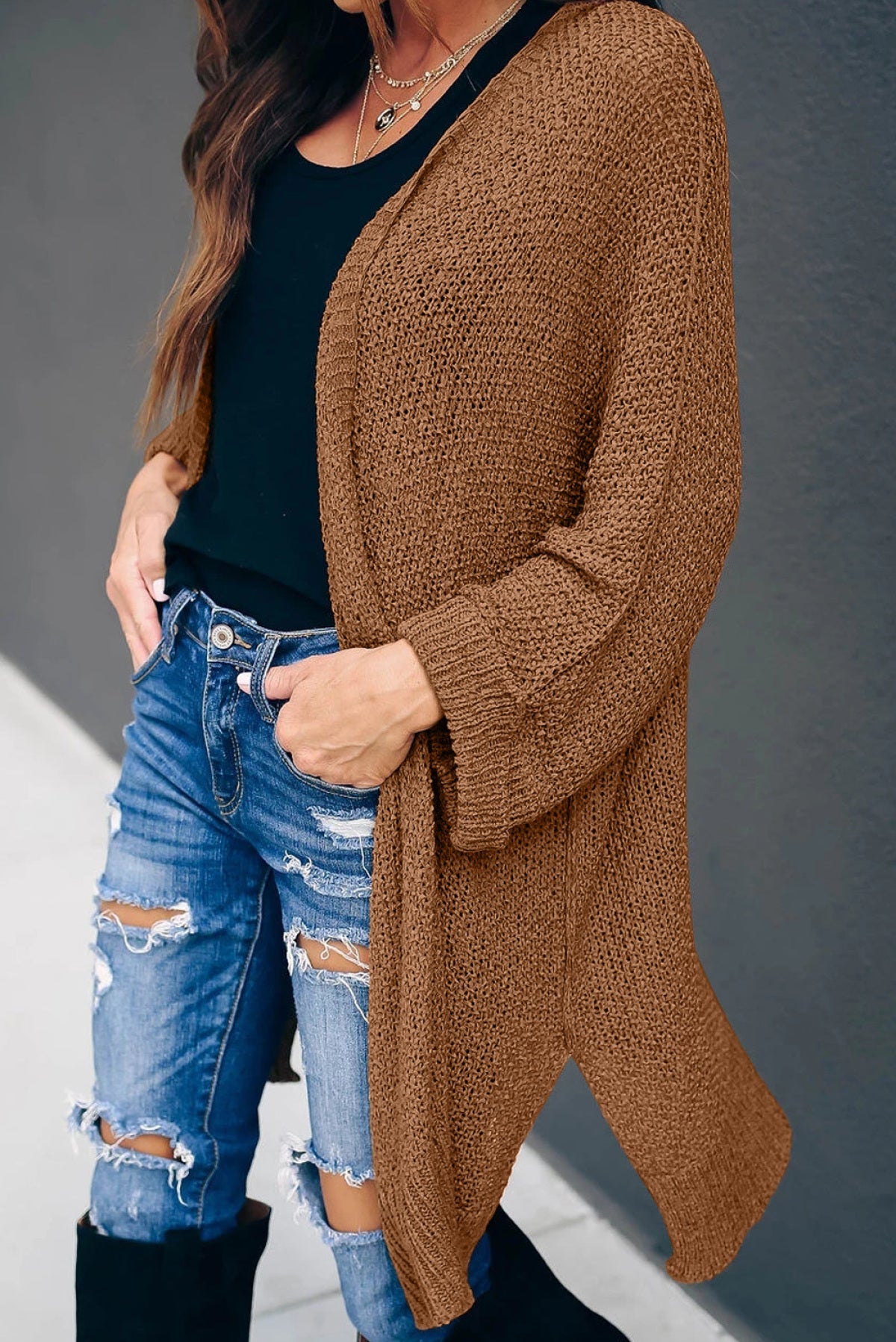 Brown Knit Cardigan