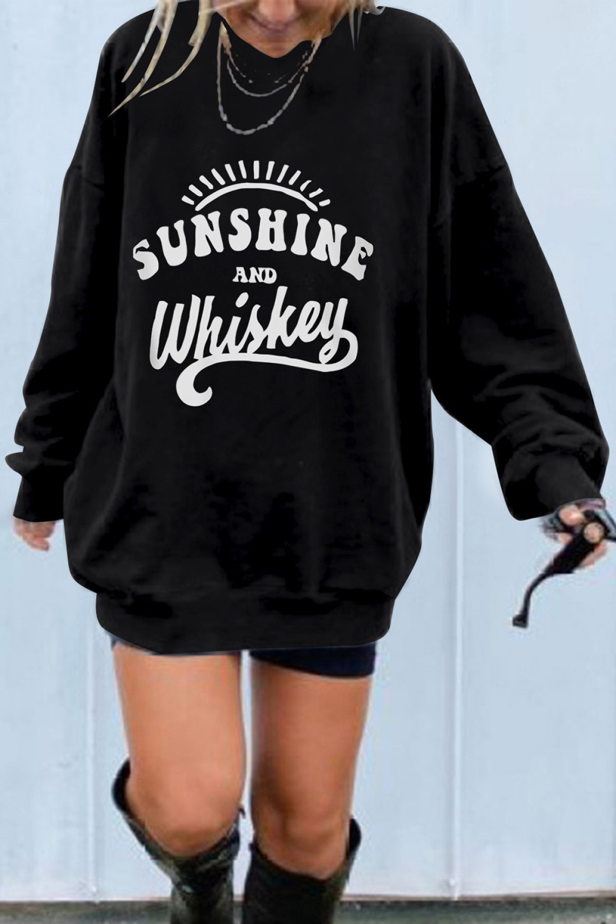 Round Neck Drop Shoulder Oversized Sweatshirt