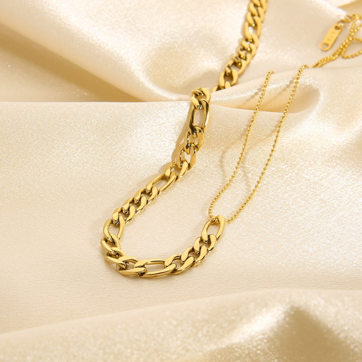 Stainless Steel 18K Gold Plated Figaro Necklace