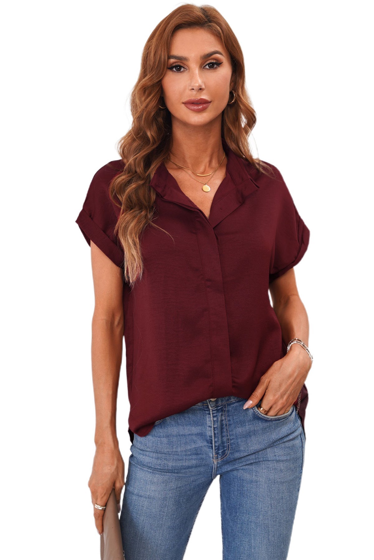 Collared Button Short Sleeves Shirt