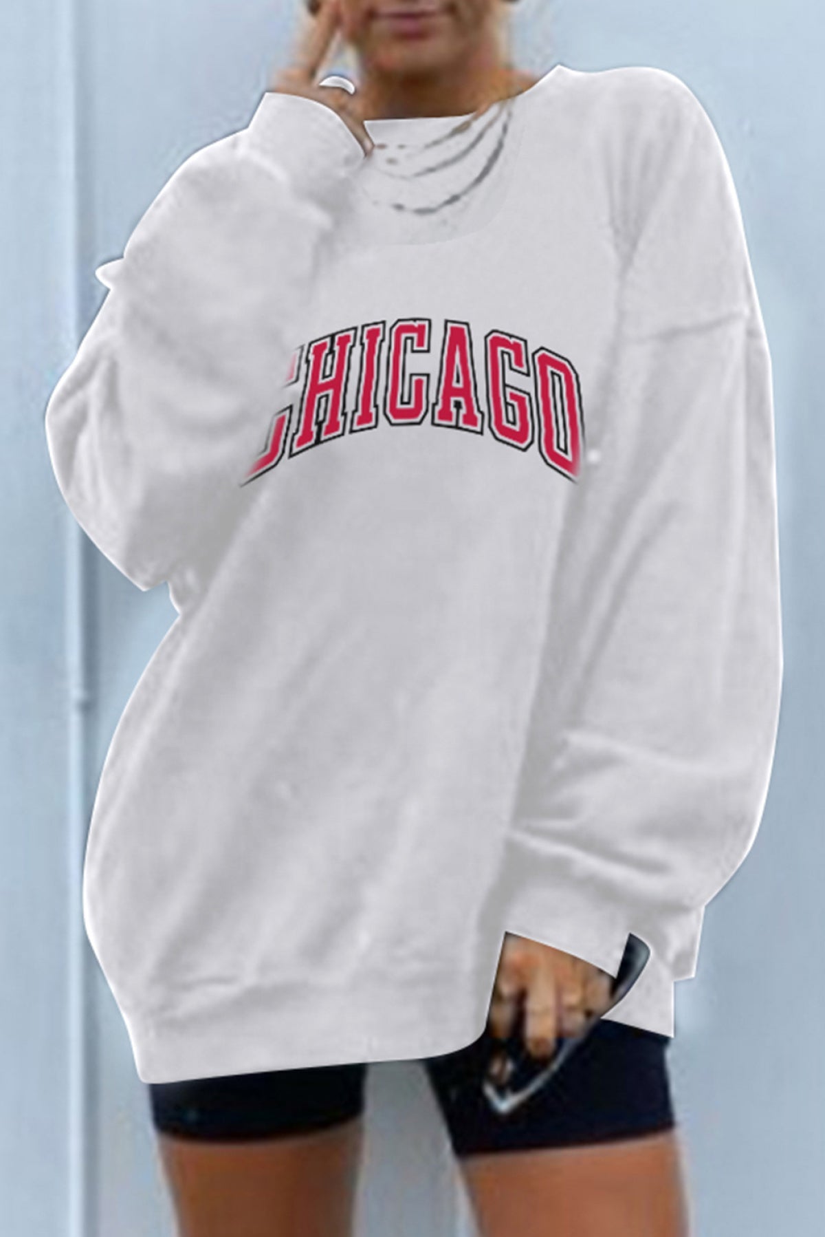 Round Neck Drop Shoulder Oversized Sweatshirt