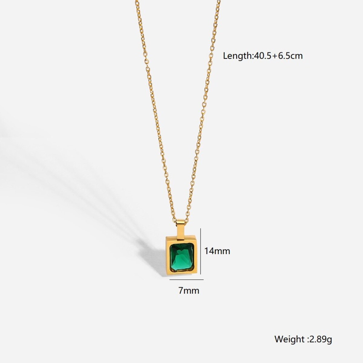 Mini Rectangle Zircon Stone Charm Pendant Necklace