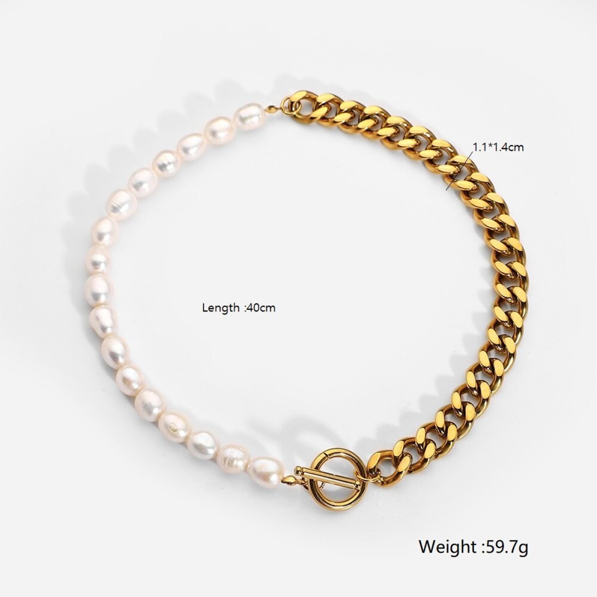 Cuban Chain Freshwater Pearl Necklace