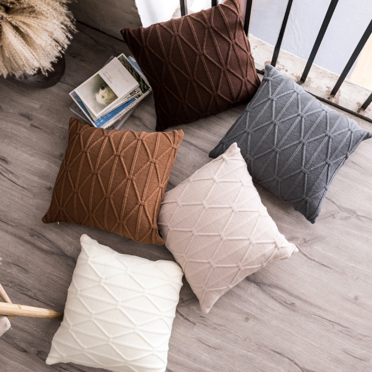 Solid Color Geometric Cushion Pillow Case without Filler