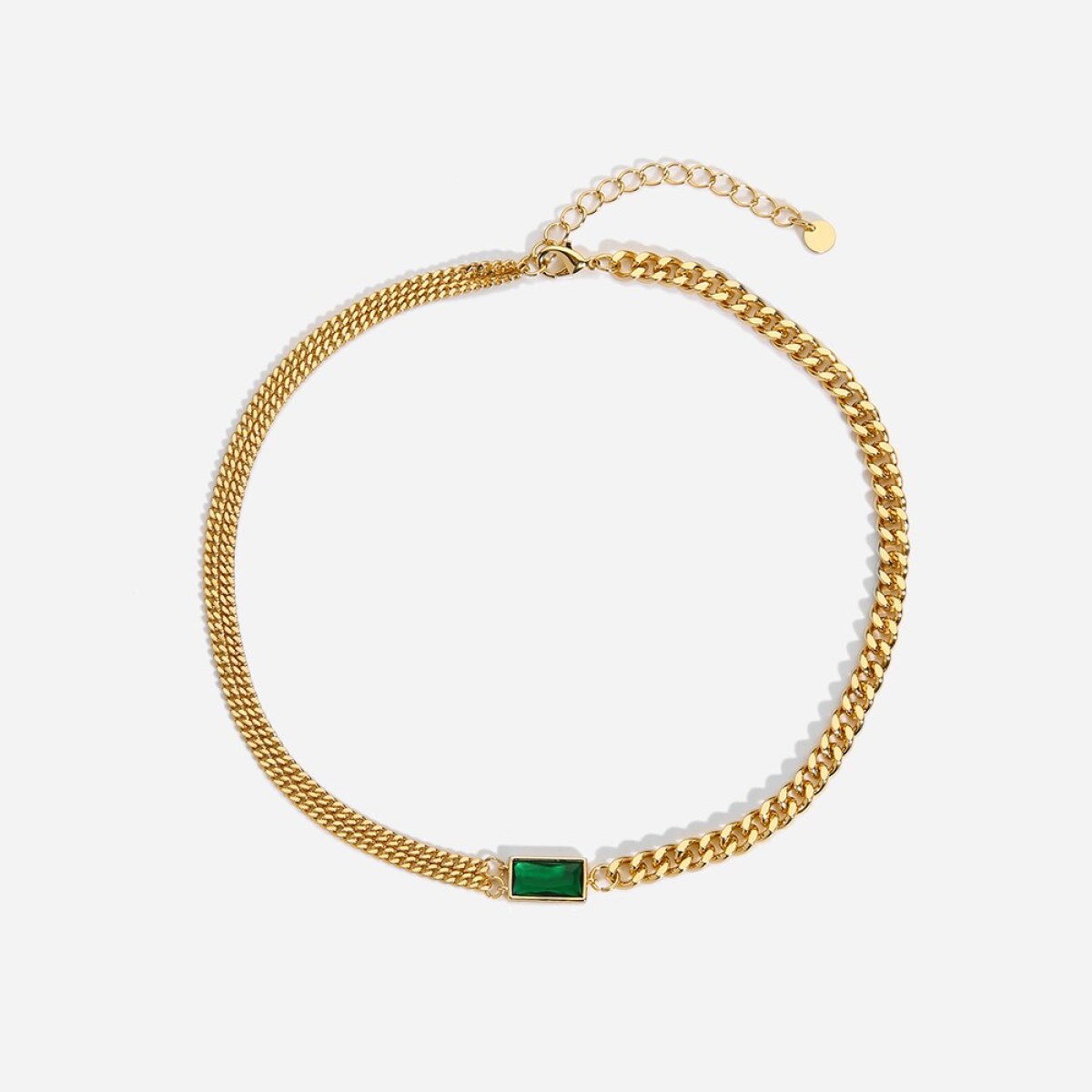 Cuban Chain Green Zircon Stone Necklace