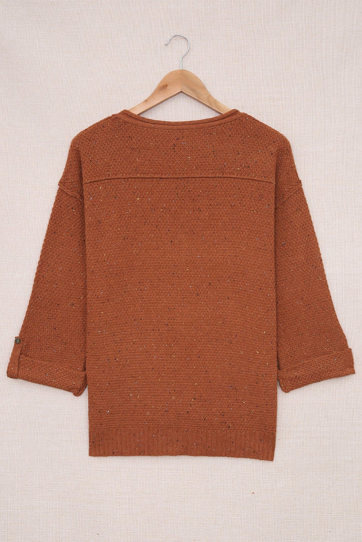 Buttoned Drop Shoulder Knitted Sweater