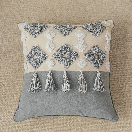 Boho Geometric Tufted Embroidered Cushion Cover Without Filler