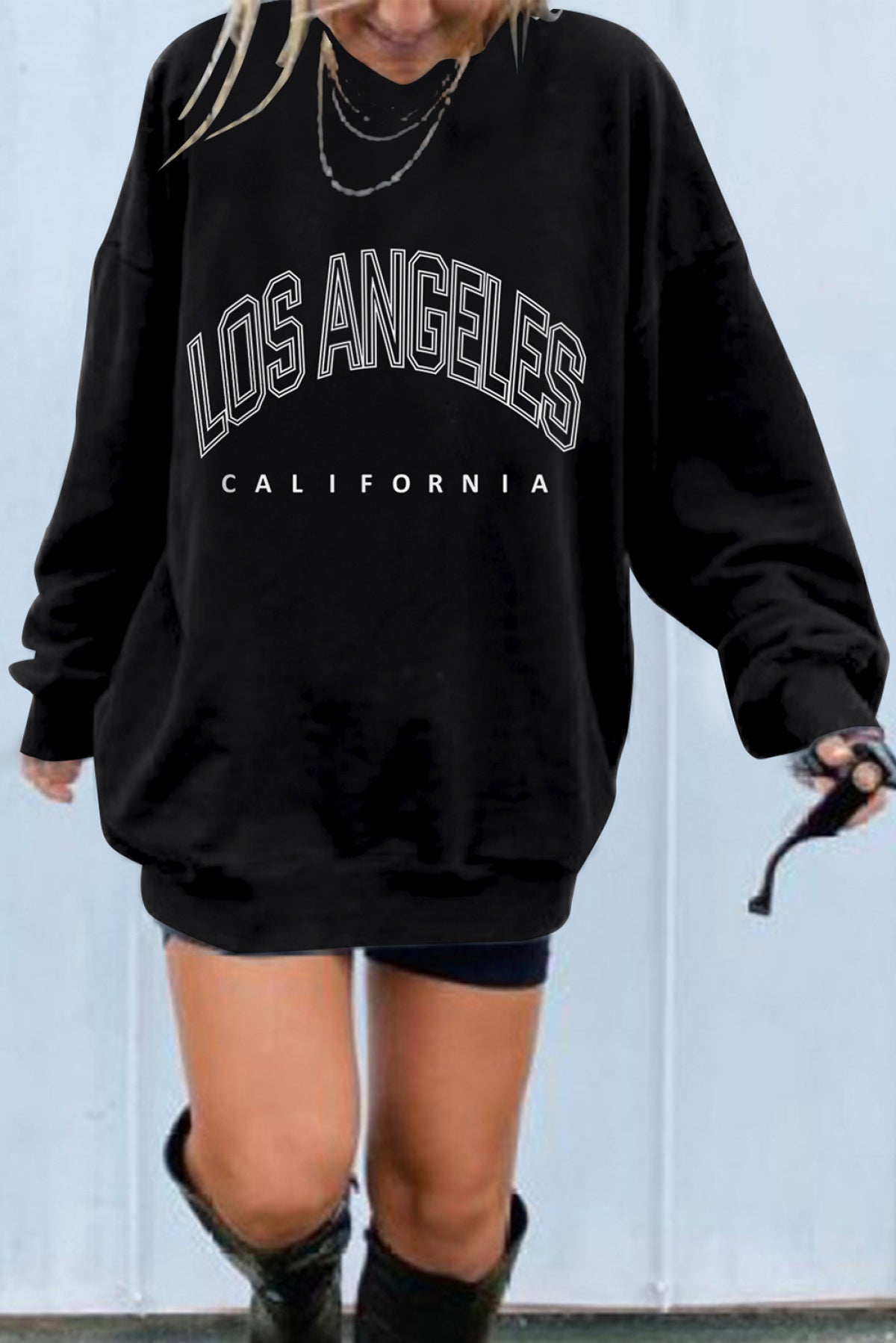 Round Neck Drop Shoulder Oversized Sweatshirt