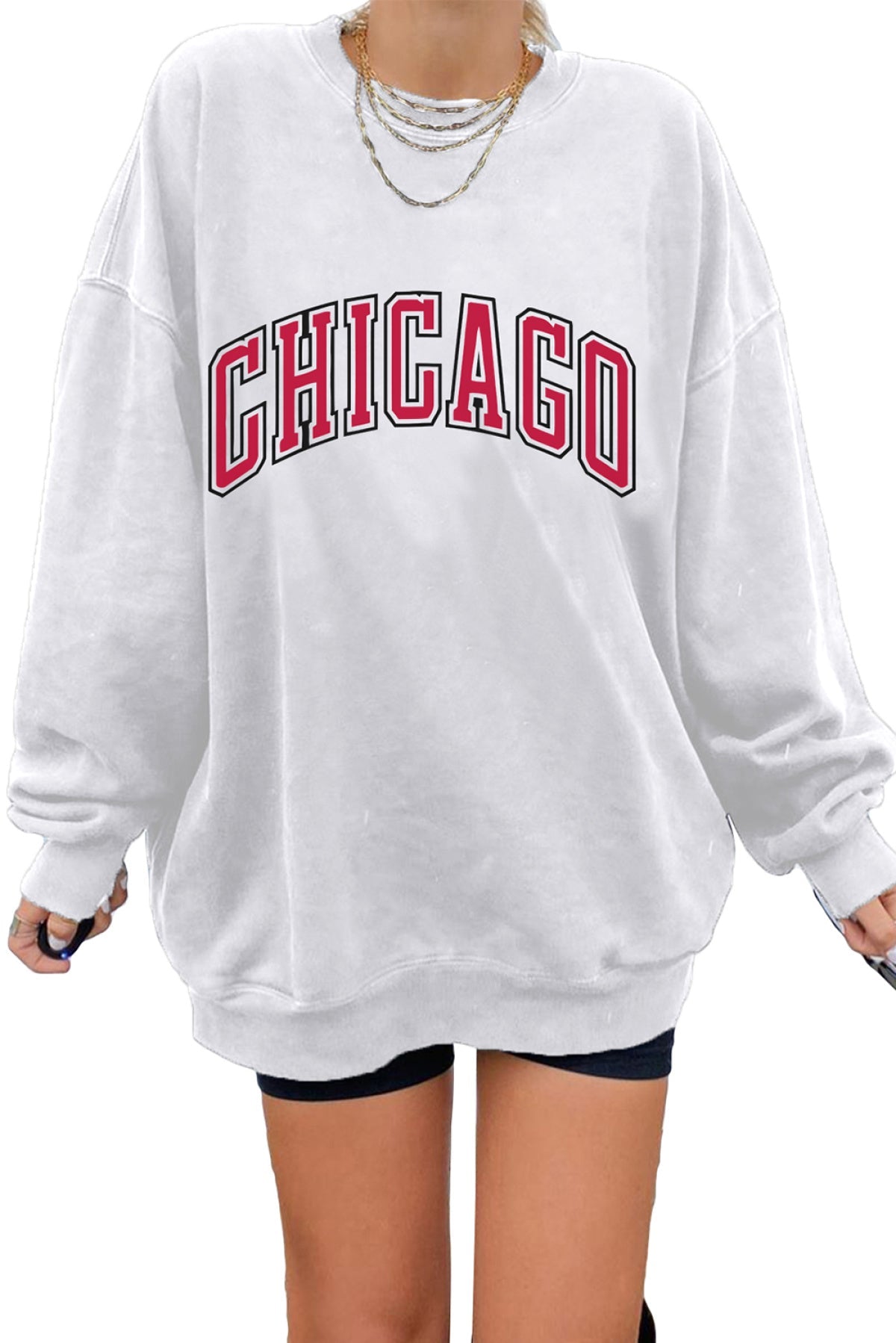 Round Neck Drop Shoulder Oversized Sweatshirt