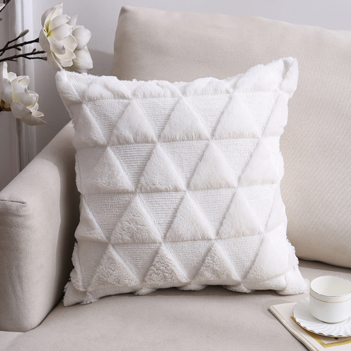 Plush Geometric Pillowcases Without Filler