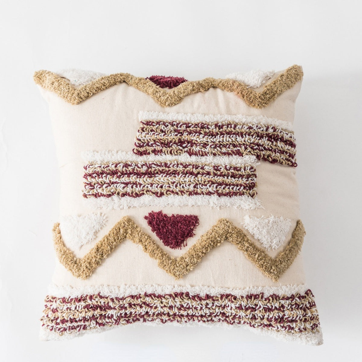 Boho Embroidered Tufted Cushion Cover Without Filler