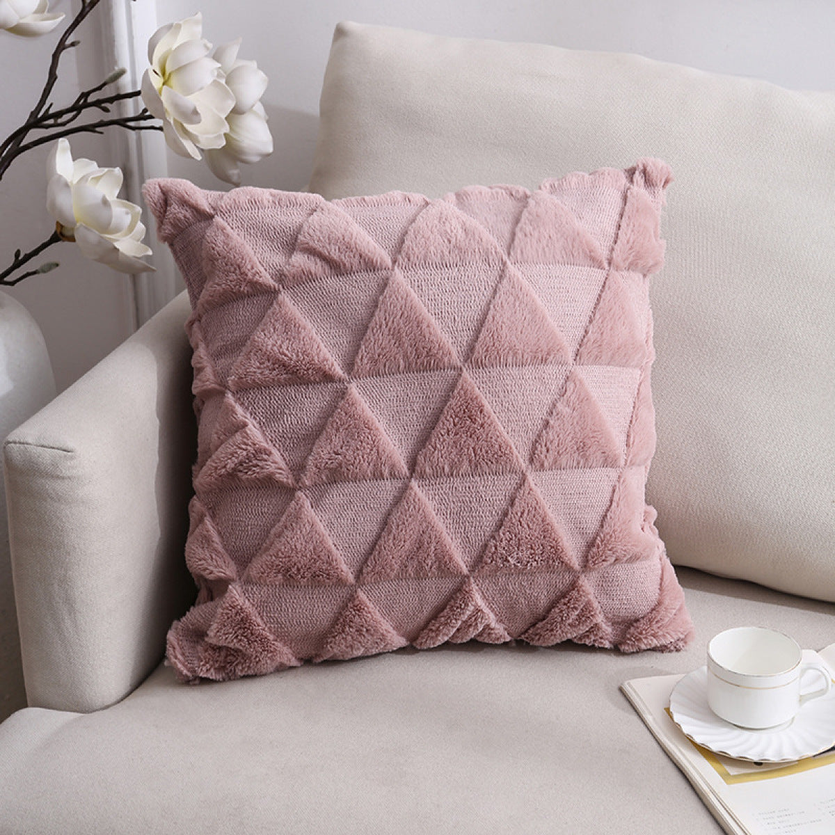 Plush Geometric Pillowcases Without Filler