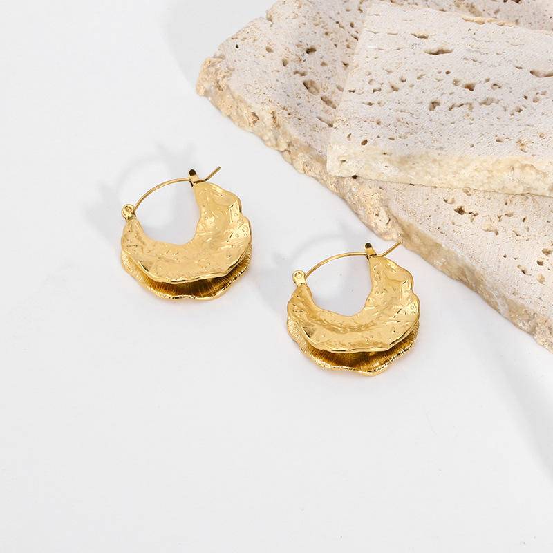 Asymmetric Textured Hoop Earrings (With Box)