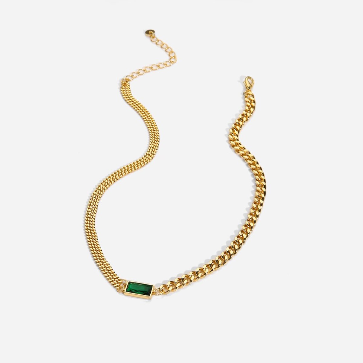 Cuban Chain Green Zircon Stone Necklace