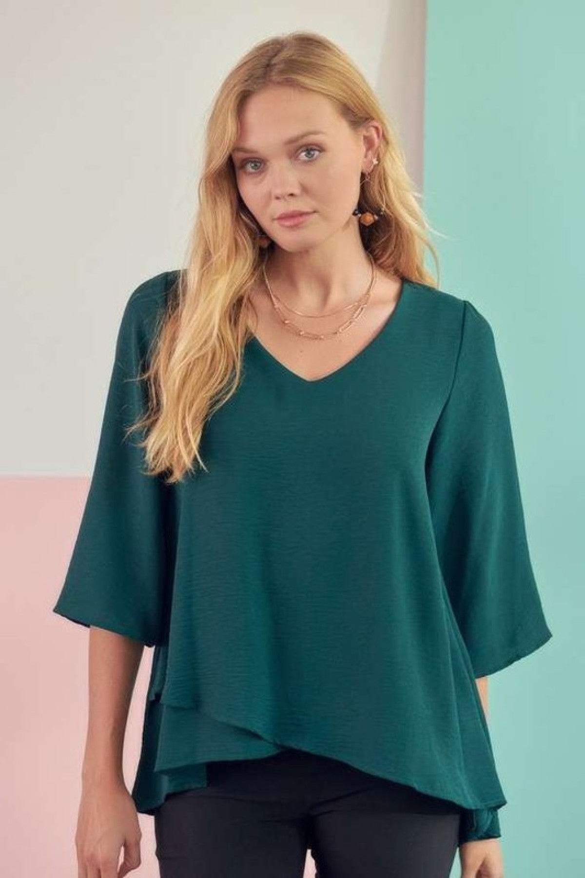 Jade By Jane Dressy V-Neck Overlap Top